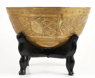 Bronze Dragon/Phoenix Chinese Bowl