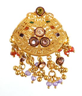 22k Gold Middle Eastern Jeweled Pendant