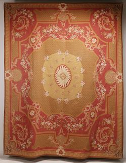 A 20TH CENTURY FRENCH STYLE NEEDLEPOINT RUG 7.5 X 8