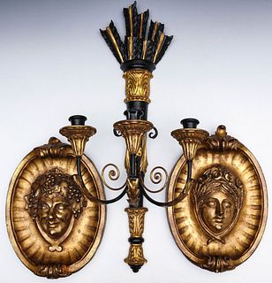 ITALIAN QUIVER SCONCE WITH BORGHESE BACCHANALIA PLAQUES