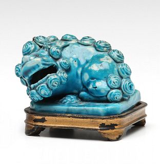 A REPUBLIC PERIOD CHINESE POTTERY QILIN WATER DROPPER
