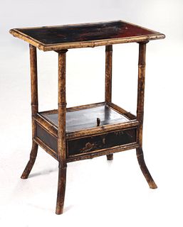 A JAPANESE LACQUER AND BAMBOO AESTHETIC MOVEMENT STAND