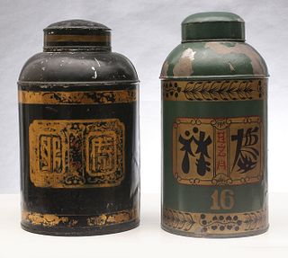 TWO LARGE TOLE TEA CONTAINERS | 19TH AND 20TH CENTURY