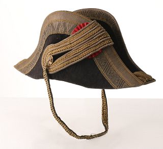 A BICORNE FORE AND AFT HAT WITH SILVER AND GOLD BULLION