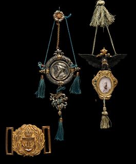 TWO ELABORATE GERMAN CHATELAINE DANCE CARDS CIRCA 1890s