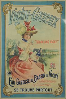 VICHY GAZEUX VINTAGE LITHOGRAPHIC POSTER.
