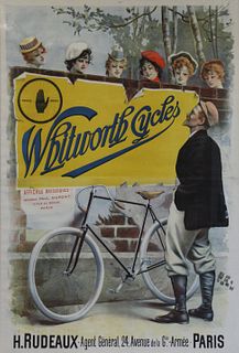 WHITWORTH BICYCLES VINTAGE LITHOGRAPHIC POSTER