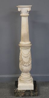 Antique Adams Style Carved Marble Pedestal.