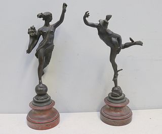 Antique Bronze Sculptures Of Mercury And Venus.