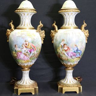 Pair Of Sevres Style Bronze Mounted And Hand