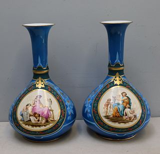 A Fine And Large Pair Of Old Paris Porcelain Vases