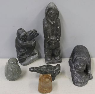Lot Of Inuit Carved Marble Sculptures.