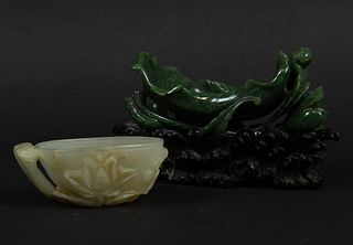 Two Jade Lotus-form Carvings.