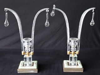 A Pair Of Prince Of Wales Plume Form Crystal