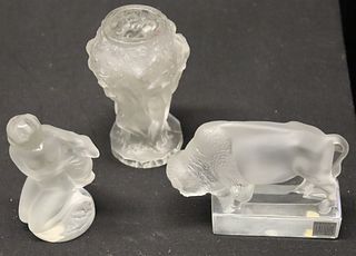 2 Signed Lalique France Pieces And An Unsigned