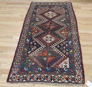 Antique And Finely Hand Woven Kazak Style Area