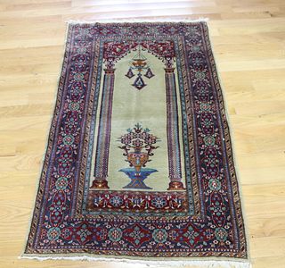 Antique And Finely Hand Woven Prayer Rug.