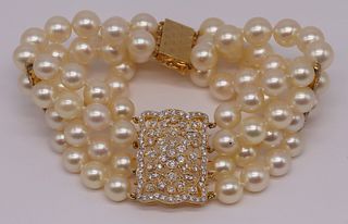 JEWELRY. Signed MXM 18kt Gold, Diamond and Pearl