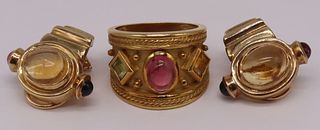 JEWELRY. 18kt, 14kt and Colored Gem Cabochon
