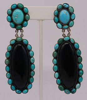 JEWELRY. Pair of Signed Sterling, Turquoise and