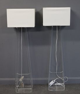 Vintage Pair Of Lucite Standing Lamps.