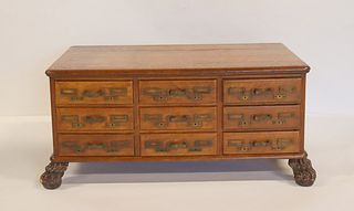 Antique Oak Multi Drawer Cabinet Raised On