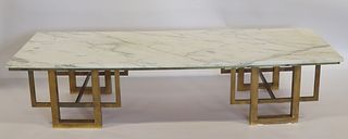 Midcentury Marble Top Coffee Table with Metal Feet