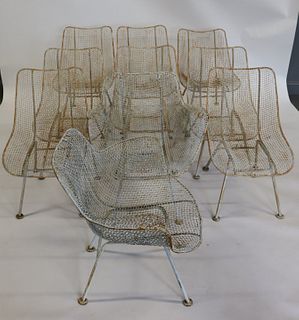 Midcentury. 10 Woodard Sculptura Wire Chairs.