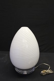 Vintage Art Glass Egg Form Table Lamp On Lucite
