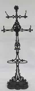 Antique Patinated Wrought Iron Hall Tree.