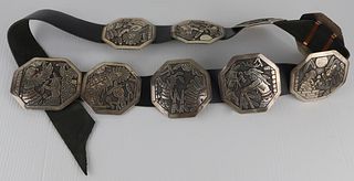 STERLING. Signed Becenti Sterling Concho Belt.