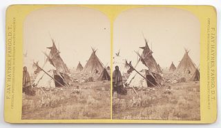 1870s Photo Stereoview Indian Lodge