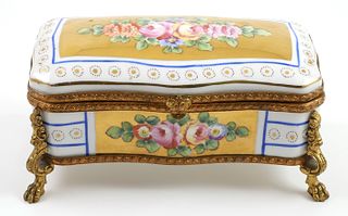 French Porcelain & Ormolu Trinket Box