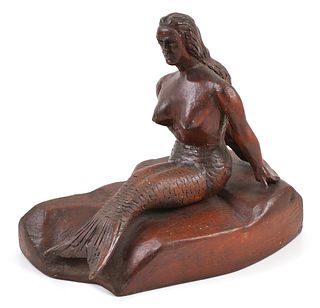 LINDGREN, Folk Art Carved Mermaid