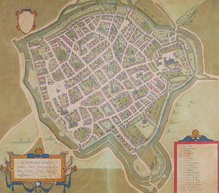1575 Braun & Hogenberg Antique Map, St Omer