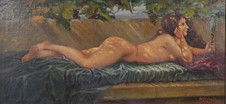 R.F. CELEGHIN, Nude in Repose, Oil Painting