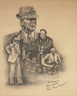 BEAR BRYANT, Signed Lithograph