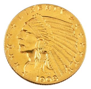 1908 Indian Head Gold Quarter Eagle
