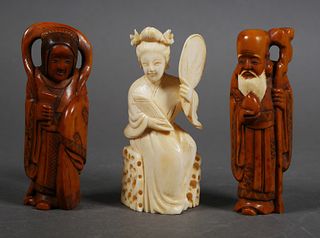 Three Chinese Ivory Figural Carvings