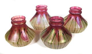 (4) Vintage Iridescent Art Glass Lamp Shades