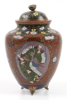 Goldstone Meiji Cloisonne Lidded Jar