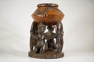 Yoruba Offering Bowl With Two Figures