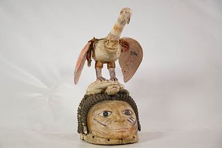  Yoruba Gelede Mask With Hornbill Puppet Figure