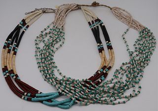 JEWELRY. (2) Southwest Heishe Beaded Necklaces.