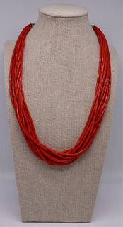 JEWELRY. Southwest Multi-Strand Coral Necklace.
