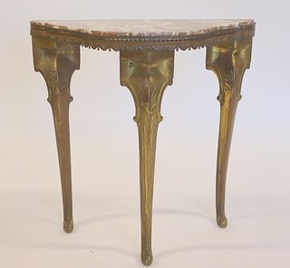 Bronze And Marbletop Demilune Console.