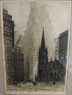 T.K. Hoerness Signed NYC Etching