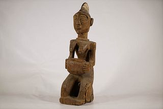Kneeling Yoruba Female Figure with Offering Bowl
