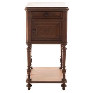 Nightstand. France. 20th Century. Henri II. Carved in walnut. W/Drawer and door. 34.2 x 17.3 x 14" (87 x 44 x 36 cm).