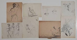 Henry G. Keller 7 graphite sketches